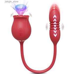 Other Health Beauty Items Rose-Sucking Thrusting Dildo Vibrator Toy for Women Vacuum Stimulator Nipple Clit Sucker Vibrating Female s for Adult Y240402