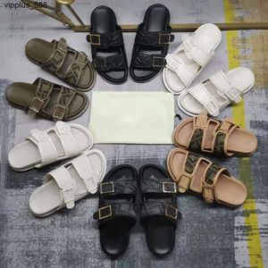 Lyxvarumärke Casual Sandaler Senaste F-Type Womens Shoes Slippers Toppkvalitet äkta läderskor Designer Buckle Sandals Flat Hools Slippers Factory Shoes