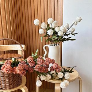 Dekoratif Çiçekler 50cm Yapay Karahindiba Çiçek İpek 5 Kafa Uzun Şube Chrysanthemum Ball FACH