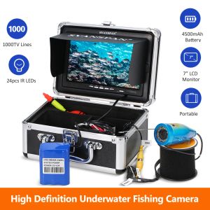 Finders 7-Zoll-Monitor 1000TVL wasserdichtes Unterwasser-Angelkamera-Kit 24-teiliges Infrarot-IR-LEDs 9-Zoll-Fischfinder für das Bootsangeln im Eissee