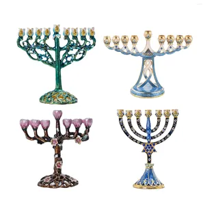 Подсвечники Ханукальная эмалированная менора с драгоценными камнями Еврейские украшения Украшенные драгоценностями