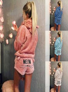 Women Pajamas Set Autumn Winter Warm Pyjamas Women Fleece Pijamas Women Sexy Lingerie Cat Pyjama Femme Sleepwear Sexy Nightwear DT3869467