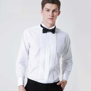 Spring and Summer Mens Dress French Shirt Bow Tie Swallow Collar Bridegroom Best Man Wedding Performance Banquet