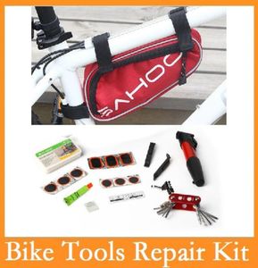 Intero originale di alta qualità SAHOO 15 in 1 attrezzi per bicicletta da ciclismo Kit di riparazione bici Set con pompa a marsupio RossoBluNero 3 colori Ch7783973