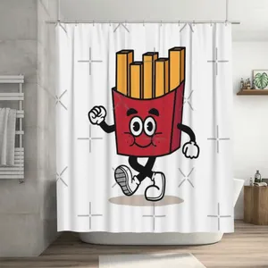 Duş perdeleri komik patates kızartması karikatür perde 72x72in kancalar ile kişiselleştirilmiş desen sevgilisi hediyesi