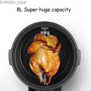 Air Fryers Multi functional air fryer 360 rotation oil-free visual 8L large capacity electric fryer oven temperature 80-230 C Timer control for 1H Y2404023LL8