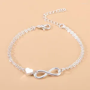 Charm Bracelets S925 Silver Plated Cross Love Heart Bracelet&Bangle For Women Elegant Party Jewelry Gift Pulseras Sl219