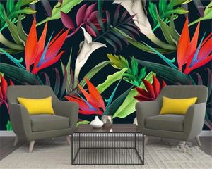 Wallpapers WELLYU Classic Fashion Wall Paper Nordic Tropical Plant Flowers Modern Minimalistic Background Papel De Parede 3d Wallpaper3D