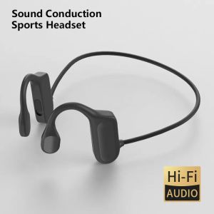 Hörlurar 5.0 Bluetooth Earphones Sport Trådlös headset Ear Hook Air Bone Lednings Princip Stereo Hifi Hörlurar med mikrofon