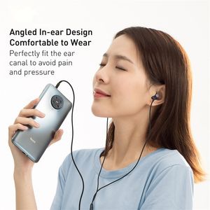 BASEUS H19 WIRED EARPHONES 6D STEREO BASS HEADFOLL IN-EAR 3,5 mm Jack-headset med MIC för Xiaomi Samsung iPhone 6 öronsnäckor