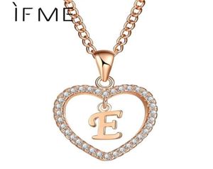 Pendant Necklaces Initial E Letter Heart Crystal CZ Pendants Women Statement Charms Gold Silver Color Collar Choker Jewelry Gift527770509