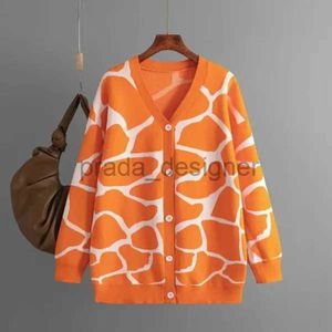 Cardigans Oversize Cardigan Kobiety luźne dzianiny swetry elegancki wzór linii dla biura dama grube jesienne zimowe swetry G-W2732