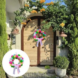 Flores decorativas primavera grinalda de páscoa bonito h pompom para porta da frente boho casa decorações automóvel