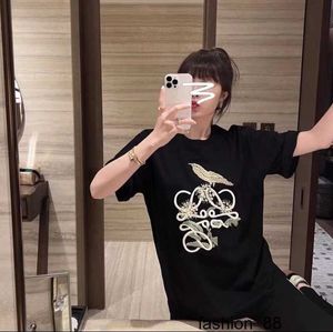 Designer Correct version of LO Yiwei Summer Bird and Plant Embroidery Men's and Women's Couple Casual Loose Short sleeved T-shirt T732