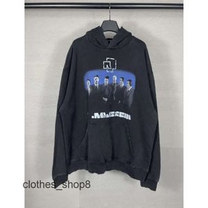 Hoodie Versiyonu Erkek Sweaters Gevşek Kazak kapüşonlu Balencigs Hoodies Paris Yüksek Kollu B Uzun Aile Yapışkan Bant Gündelik Kağıt Mektup Baskı Unisex 5uwt