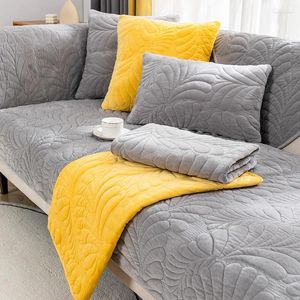 Chair Covers Plush Stripe Sofa Cushion Soild Color Slipcover Corner Sofas Towel Thicken Winter Warm Couch Cover Living Room Dustproof Pad