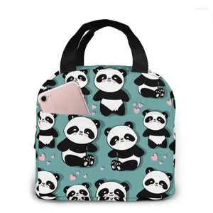 Borse contenitore Cute Panda Box Borsa termica per il pranzo Borsa termica per uomini Donne Ragazze Ragazzi Ragazzi Lunchbox Tote Piccola per lavoro Picnic Ufficio