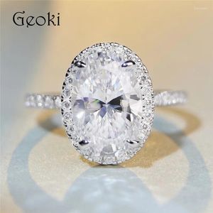 Cluster Rings Silver 925 Original 5 Brilliant Cut Diamond Test Past D Color Oval Fl Moissanite Ring For Teen Girls Real Gemstone Jewelry