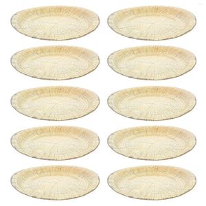 Disposable Dinnerware 10 Pcs Cutlery Party Tableware Festival Dinner Paper Plate Dessert Wood Grain Supply Gathering Fruit Plates