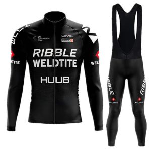 Sets Herbst Black Cycling Jersey Set Long Sleeve 2022 New Huub Cycling Cloding Sport atmungsaktiven Herren -Straßenradanzug MTB Hosen Verschleiß