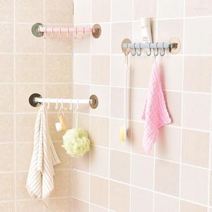 Hooks Kitchen Strong Wall Hanging 6 Row Multi-functional Bathroom Nail-free Seamless Hanger Clothes Hook Household Adhesive