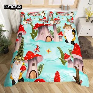 Bedding Sets Cartoon Mushrooms Duvet Cover Kawaii Set Wild Mushroom Stuff Comforter Twin King For Boys Girls Room Decor