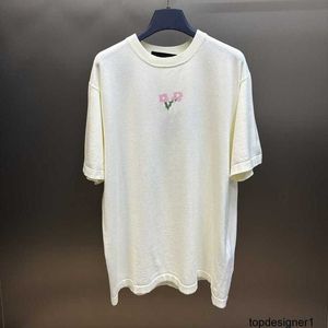 デザイナーバージョンvホーム2024新しいニット小さな花ショートスリーブTシャツファッション男性と女性のための多目的なルーズフィットjgh6