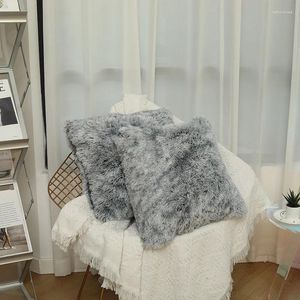 Pillow Soft Fluffy Cover Hairy Decorative Case Covers Home Decor Room Decoration Sofa Pillowcases Grey 45X45cm