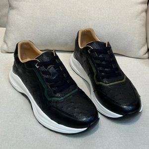 Casual Shoes Men's Ostrich Leather Sports med bekväm riktig rems svart trend slitage