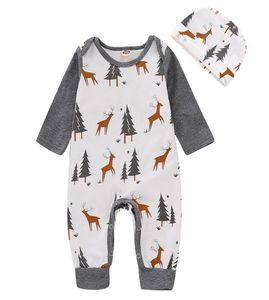 Baby Boy Cartoon Overall Säugling Baby Weihnachten Hirsch Baum Langarm Strampler Junge Nähte Onesies Kinder Casual Kleinkind Baby Bodysu1609588