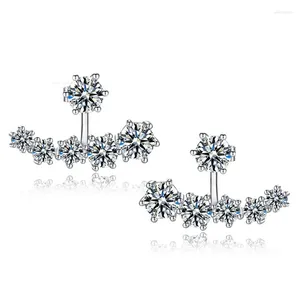 Studörhängen dubbel användning fashionabla 925 sterling silver glittrande kubik zirkoniumkristallpärla för kvinnor bröllop bijoux