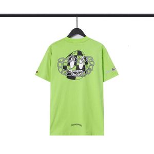 Designer de luxo Chaopai Classic 2023 Nova rua graffiti cartoon fruta verde fluorescente amarelo camiseta de manga curta, independentemente do estilo de gênero