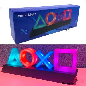 Custodie Nuova icona di gioco Luce per PS4/PS5 Controllo vocale Lampada decorativa per lettore Playstation Gioco di illuminazione colorato commerciale Led