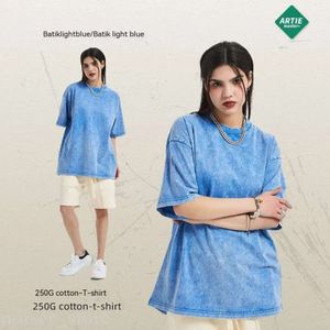 Artie herrkläder | 2024 Spring/Summer New Product Streed Snow Wax Dyed Wash High Street Trendy Brand Kort ärm T-shirt 805 A Bing