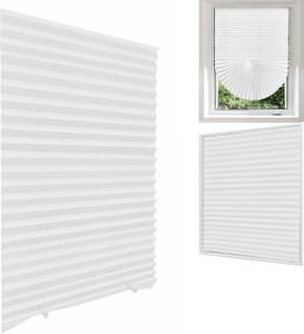 Weiße Jalousie für Fenster, temporärer Schatten, lichtfilternder, plissierter Stoff, selbstklebende Jalousien, Raumverdunkelung 240322