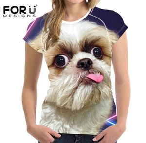 Forudesigns Shih Tzu Print T Shirts for Women Topschnauzer Elastic Tshirt Femmecut Dog Basic Ladies Tee Shirts Tops Plus Size5801313