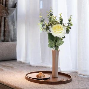 Decorative Flowers Plastic Artificial Elegant Roses Eucalyptus Centerpiece Decor For Home Room Farmhouse Coffee Kitchen