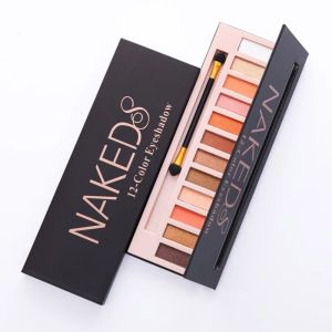 Shadow 12 Cores Makeup Eyeshadow Palette com escova nua nude nude fosco brilhante brilho pigmento shadow palete conjunto impermeável