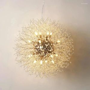 Ljuskronor 2024 Modern Crystal Dandelion Chandelier Lighting Pendant Lamp för vardagsrummet Matsal Dekoration WF-P40GD