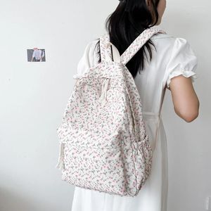 Schultaschen für Damen, College-Studenten-Rucksack, große Kapazität, schlichtes Blumenmuster, verstellbarer Riemen, Reise-Laptop-Rucksack, Teenager-Mädchen-Tasche