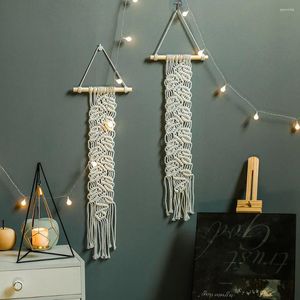 Tapestries Wall Hanging Macrame Nordic Style Tassel Handvävd mönster Tapestry Home Decor Boho sovrum vardagsrum Enkel dekoration 2024