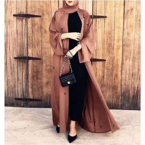 Etnik Giyim Boncukları Açık Abaya Dubai Türkiye Kimono Kaftan Kadın Müslüman Müslüman Elbise 2024 Eid Ramazan Cardigan Jalabiya İslami Çöp