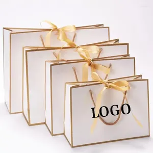 Shopping Bags 500pcs Wholesale Eco-friendly Paper With Your Own Custom Reusable Packaging Gift Jewelry Handbags