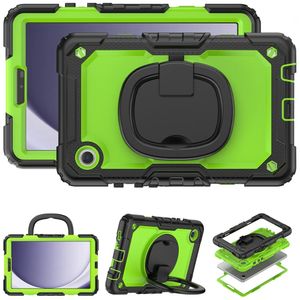 360 Rotating Handle Grip Rugged Tablet Cases For Samsung Galaxy Tab A9 8.7 inch 2023 Silicone Shockproof Protective Case Kickstand Cover with Shoulder Strap +PET Film