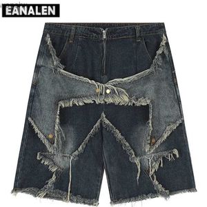 Men's Shorts Harajuku Retro Function Embroidered Star Pattern Denim Shorts Mens Extra Large Sunshine Bermuda Casual Shorts University Pants Y2KL2404