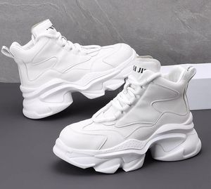 Tasarımcı Beyaz Yüksek Spor Koşu Ayakkabıları Moda Erkekler Parti Açık Rekreasyon Ayakkabıları Yüksek Üst Dantelli Ter Emilim Nefes Alabaç Daireler Konfor Spor ayakkabıları