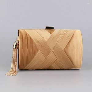 Torby na ramię wislarz z Tassel Jedwabny torebka wieczorowa torebka sprzęgła do panny młodej Wedding Prom Nocna impreza Crossbody Gold Luksusowe torebki 2024