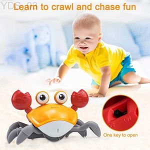 Electric/RC Animals Baby Toys Cute Sensing Crling Crab Interactive Walking Dancing With Music Approach Undvik hinder för barnens småbarn YQ240402