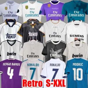 Retro Soccer Jersey long sleeve Football shirts GUTI Ramos SEEDORF CARLOS 12 13 14 15 16 17 RONALDO ZIDANE RAUL 01 02 03 04 05 06 07 finals 99