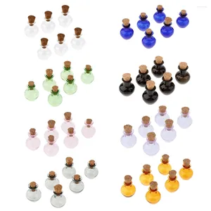 Anhänger Halsketten 6pcs Mini -Glasbehälter Meldung Fläschchen Holzstopper Wunsch Flaschengläser Ornamente Hausdekoration